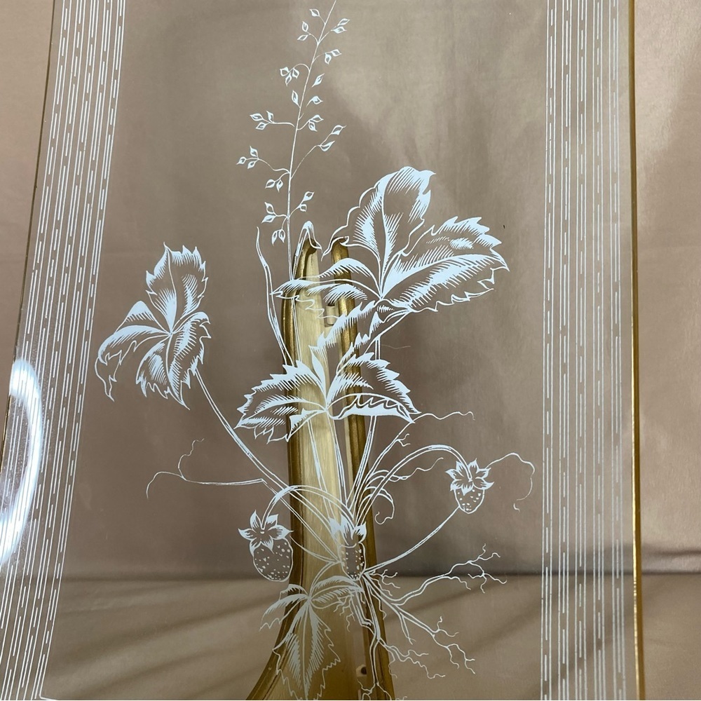 Vintage Gold Rim Etched Rectangular Plate - Picture 7 of 11